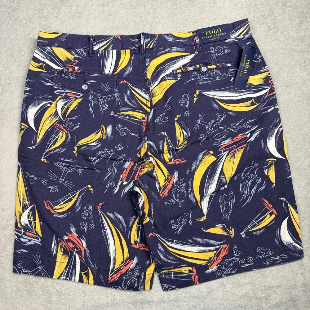Polo Ralph Lauren Sailboat Shorts Mens 42T Navy Blue Nautical Classic Fit NWT